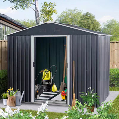 8Ft X 6Ft Outdoor Metal Storage Shed With Metal Foundation