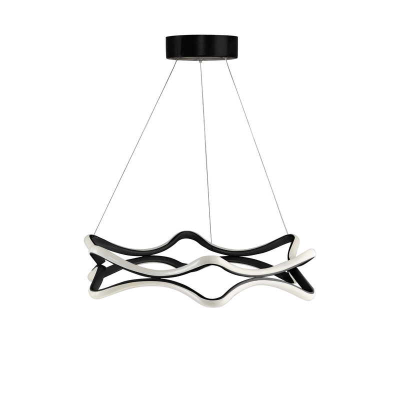 Lustre réglable moderne, corps en aluminium noir, 19,7 x 19,7 x 3,9 pouces | DEL 4 000 K, lueur jaune, 60 à 80 watts | Luminaire élégant pour la maison et le bureau, conception élégante avec revêtement électrostatique