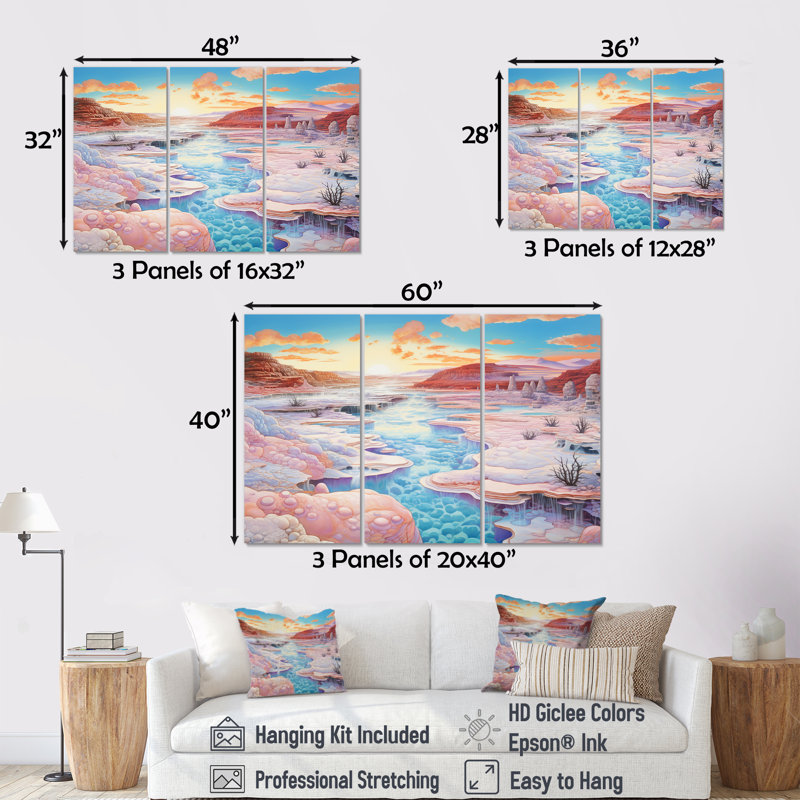 «Kawaii Landscape», ensemble d'art mural Geyser, H 28 po x l 36 po x P 1 po, Toile tendue