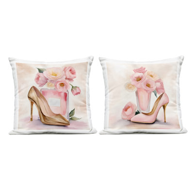 Ensemble de coussins d'extérieur 2 pièces Blush Pink Beauty, design par Kim Allen