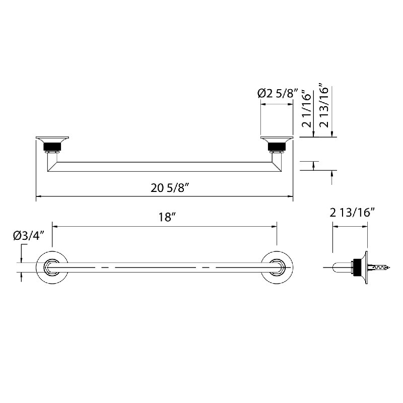 Graceline® 24" Towel Bar, Polished Chrome, 2.63"H x 20.63"L x 2.81"D