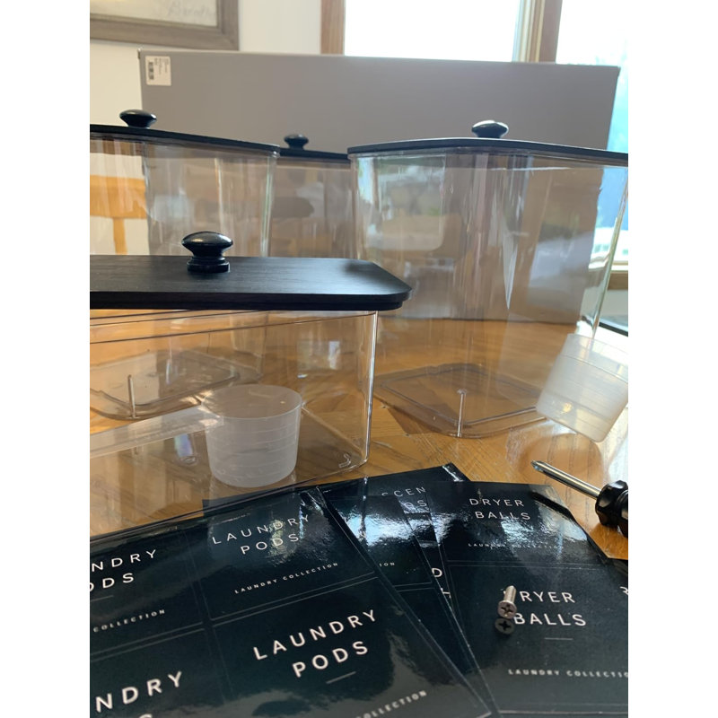 Acrylic and Wood Laundry Room Organizer, Transparent, 3pack