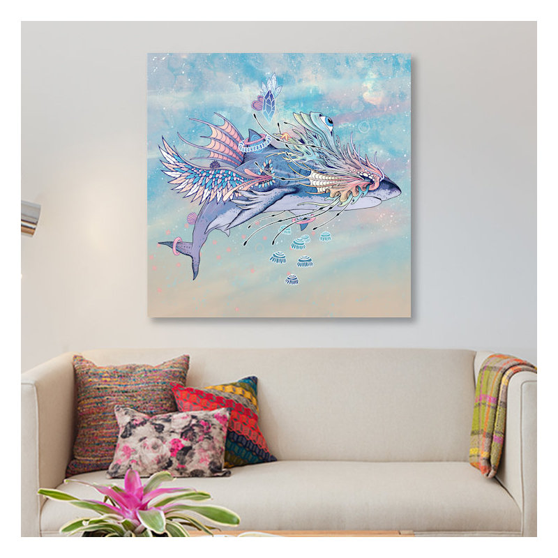 " Journeying Spirit (Shark) " by Mat Miller, 12" H x 12" W x 1.5" D, No Mat, Wrapped Canvas