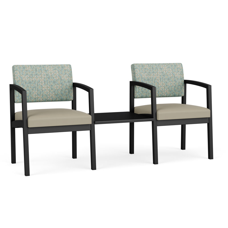 Structure tandem 2 places avec table centrale en acier Lenox, Noir, Midnight Black