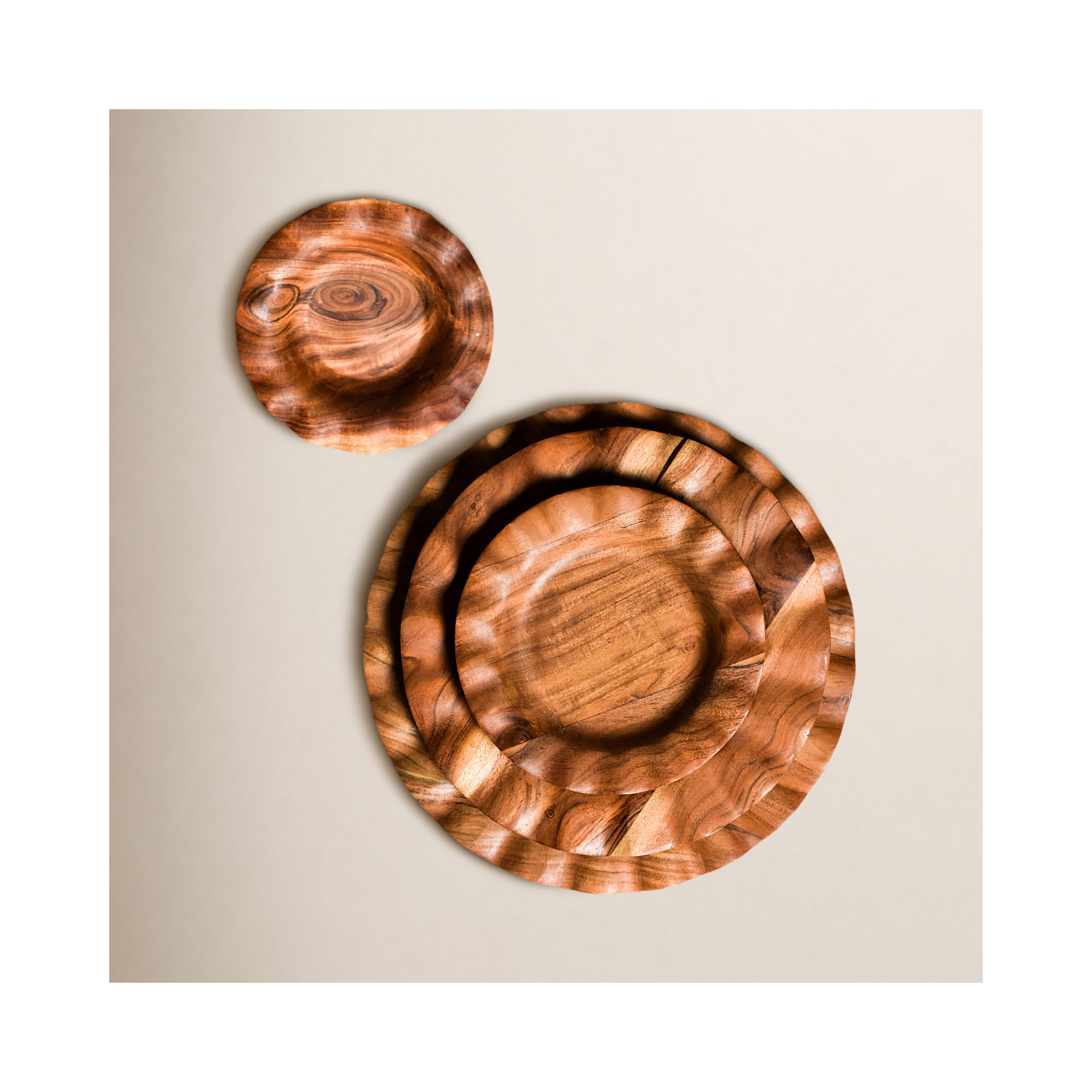 Fundamentals Wood Ruffle 4 Piece Place Setting
