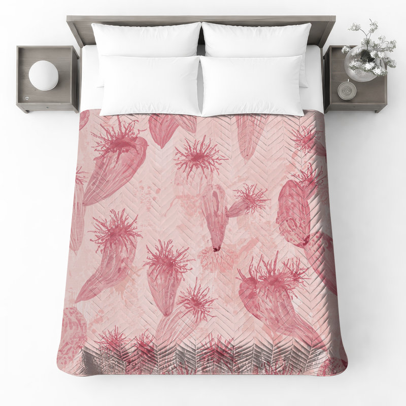 Cactus rose Illustration Bedding Cactus couvre-lit floral, Grand lit