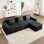 Canapé modulaire modulaire en L à 3 places avec siège profond, confort en forme de nuage, coussins décoratifs et repose-pieds mobile pour une détente ultime