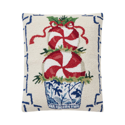 Chinoiserie Pot With Swirl Candy Hook Pillow