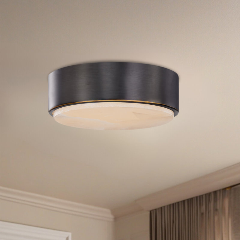 Blanco 1 - Light LED Flush Mount, Vintage Brass/Alabaster, Vintage Brass/Alabaster