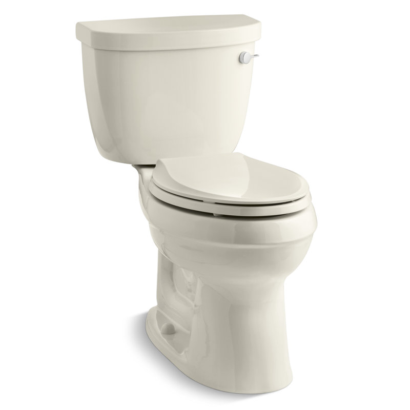 Cimarron Comfort Height Two-Piece Elongated 1.28 GPF Toilet with Aquapiston Flush Technology, Trip Lever and Tank Cover Locks