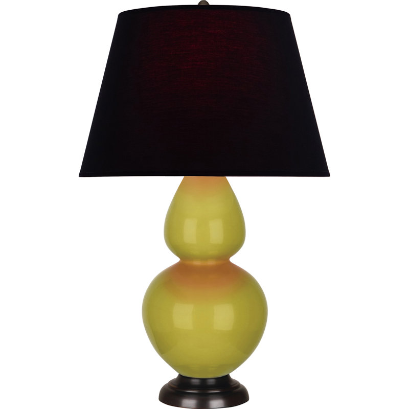Lampe de table double gourde en céramique, Noir / Rouge, Citron glacé / bronze, Bronze