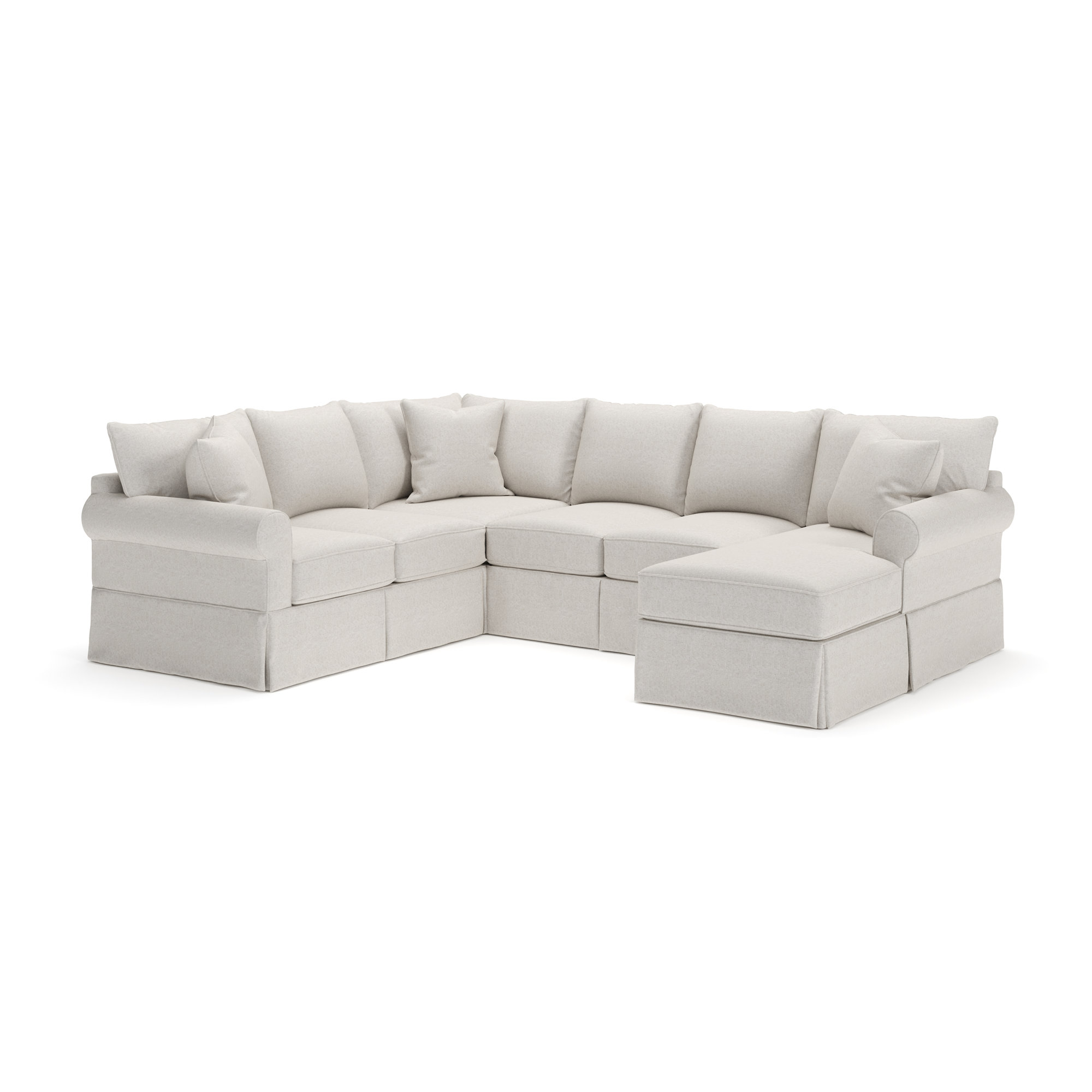 Amari Upholstered U-Sectional, Macarena Light Gray Canvas, Right Hand Facing