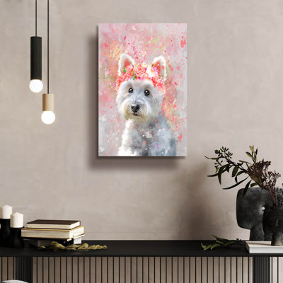 'Flower Crown West Highland Terrier 2' by Furbaby Affiliates Acrylic Glass Wall Art