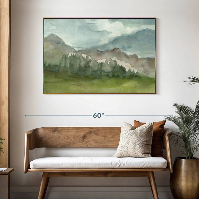 Plein Air Mountain View I, 46 po x 31 po, Cadre flottant doré