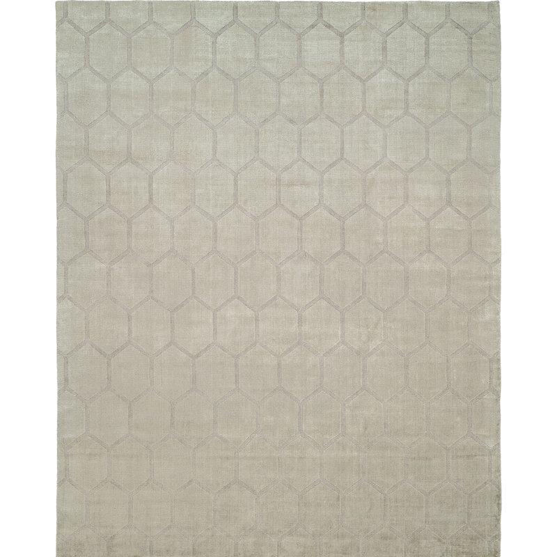 Hand Loomed Geometric Area Rug in Beige, Rectangle 2' x 3'