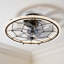 Ventilateur de plafond géométrique noir antique de 51 cm (20 pouces) avec grille, éclairage DEL 36 W et télécommande