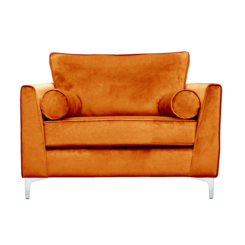 Giancarlo 2 Seater Velvet Loveseat, Burnt Orange