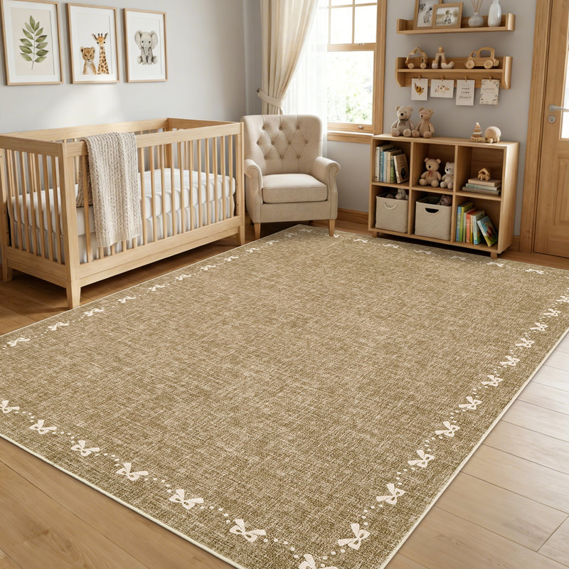 Tapis lavable en machine Bow-Knot, Brun, Rectangle de 10 pi x 14 pi
