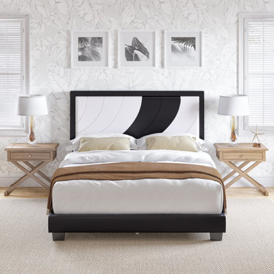 Lit plateforme tapissier avec tête de lit Boyda Sleep Bree