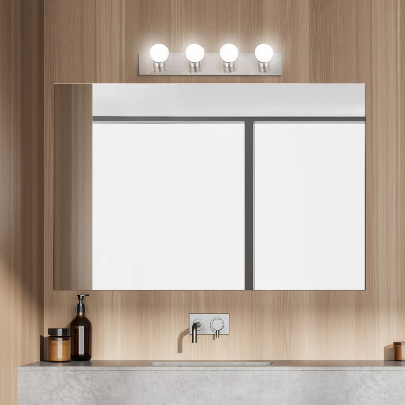 Barre d'éclairage de salle de bain Darrik, 4, Nickel satiné
