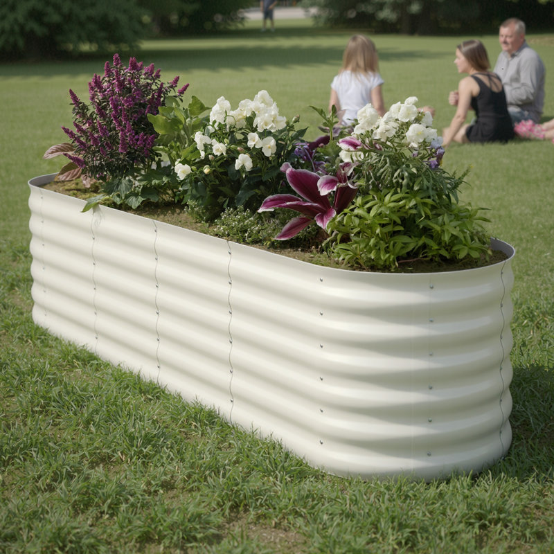 Boîte à fleurs d'extérieur en métal, lit de jardin surélevé pour légumes et fleurs, H 5,91 po x l 94,48 po x P 23,23 po
