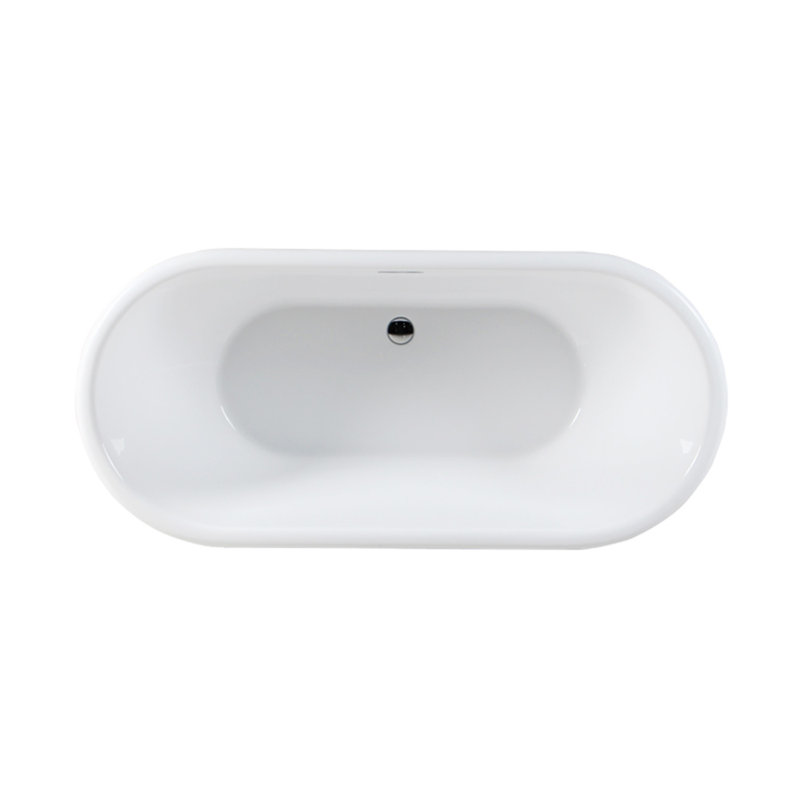 Kingston Brass Aqua Eden 71-Inch Acrylic Oval Double Ended Pedestal Tub with Drain (No Faucet Drillings)