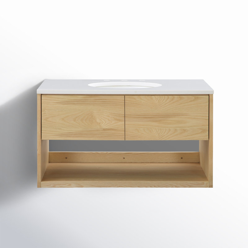 Redbridge 36'' Single Wall Mounted Bathroon Vanity with Quartz Top
