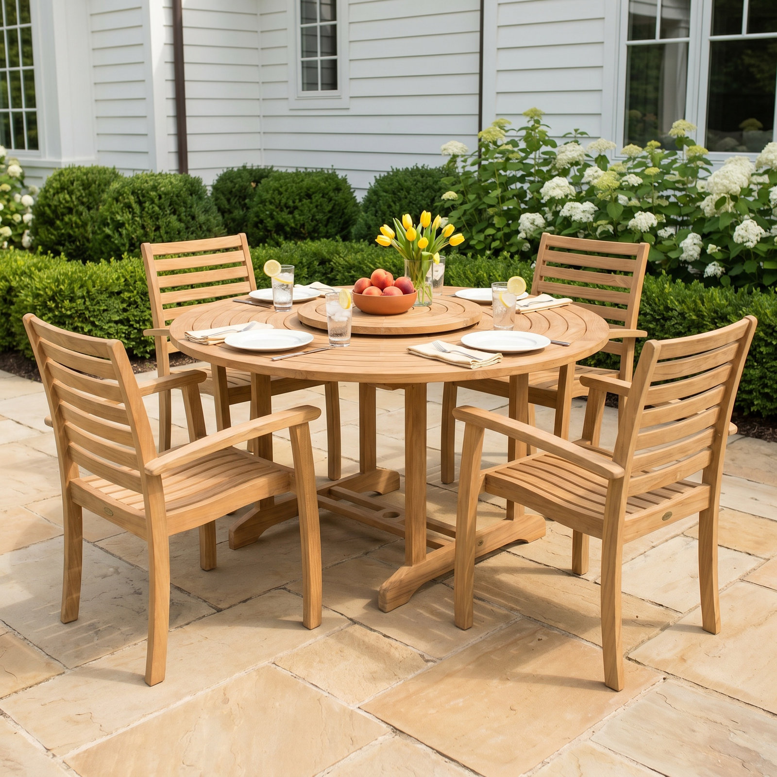 Ialiyah 59" Teak Patio Dining Set