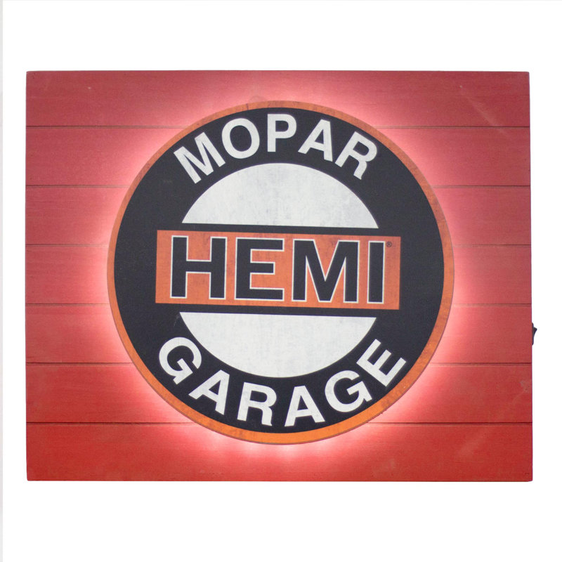 Vintage Red Hemi Mopar Garage Metal LED Sign