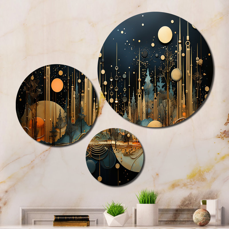 Collage Constellations I - Abstract Collages Metal Art Living Room Set