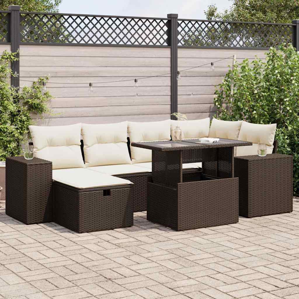 Vidaxl 8-Tlg. Garten-Sofagarnitur Mit Kissen Beige Poly Rattan