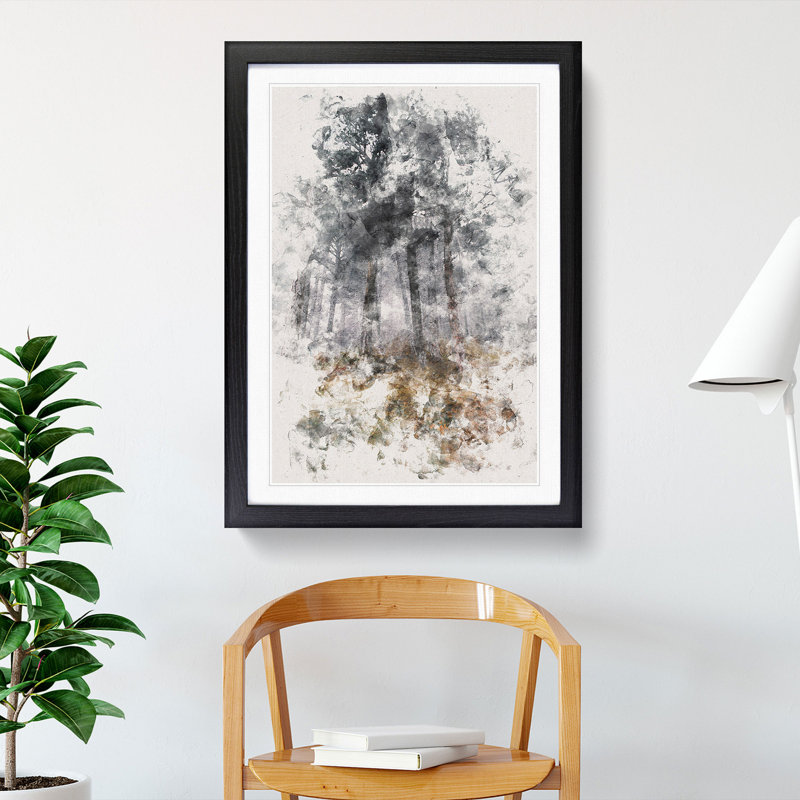 Forest in Russia - Picture Frame Painting Print, Black Framed, 33cm H x 24cm W x 2cm D