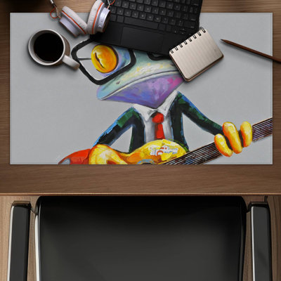 Funny frog playing guitar - 14.00"x24.25" Desk mat