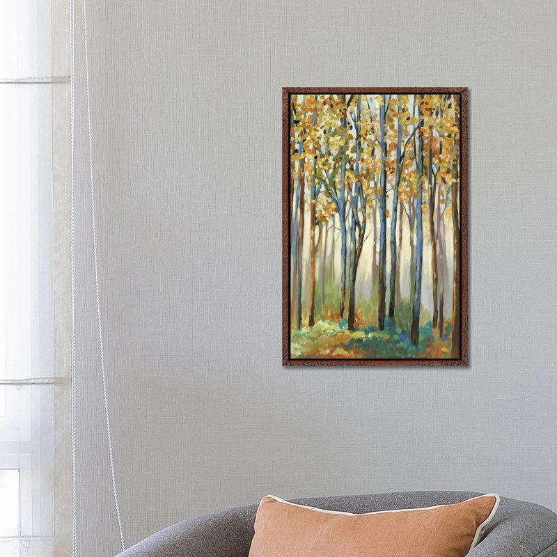 Golden Leaves by Allison Pearce - Painting on Canvas, Classic Brown Wood Framed Canvas, 66.04 cm H x 45.72 cm W
