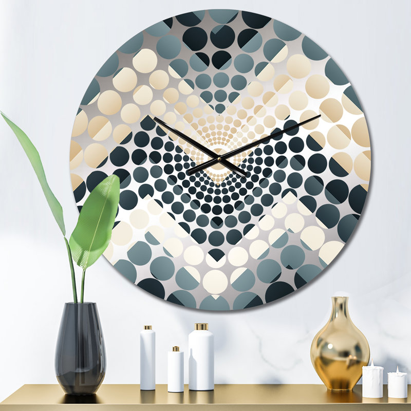 Grey White Geometric Neutrals Chevron Pattern - Chevron  Wall Clock, Medium