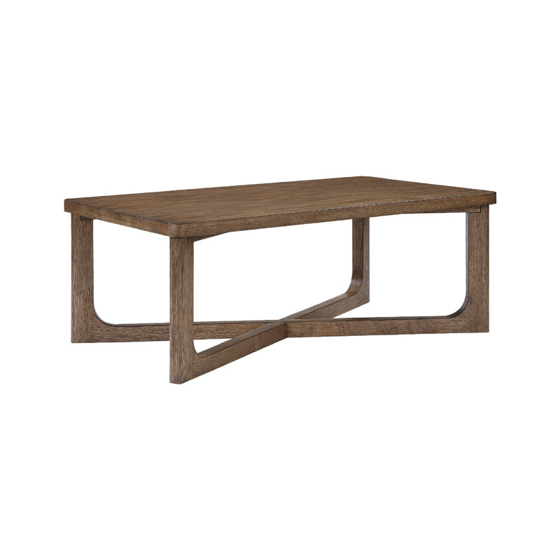 Table basse Bly, plateau rectangulaire de 48 pouces, base en X, brun clair