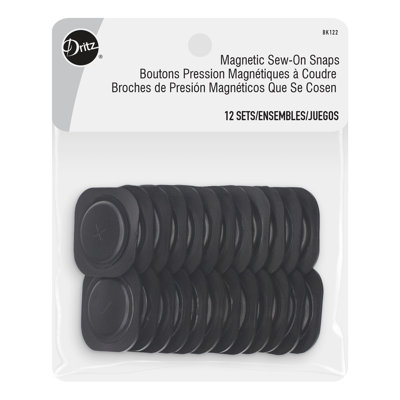 Ensemble de boutons-pression magnétiques 1 1/8 po Dritz, noir, 12 pièces, noir