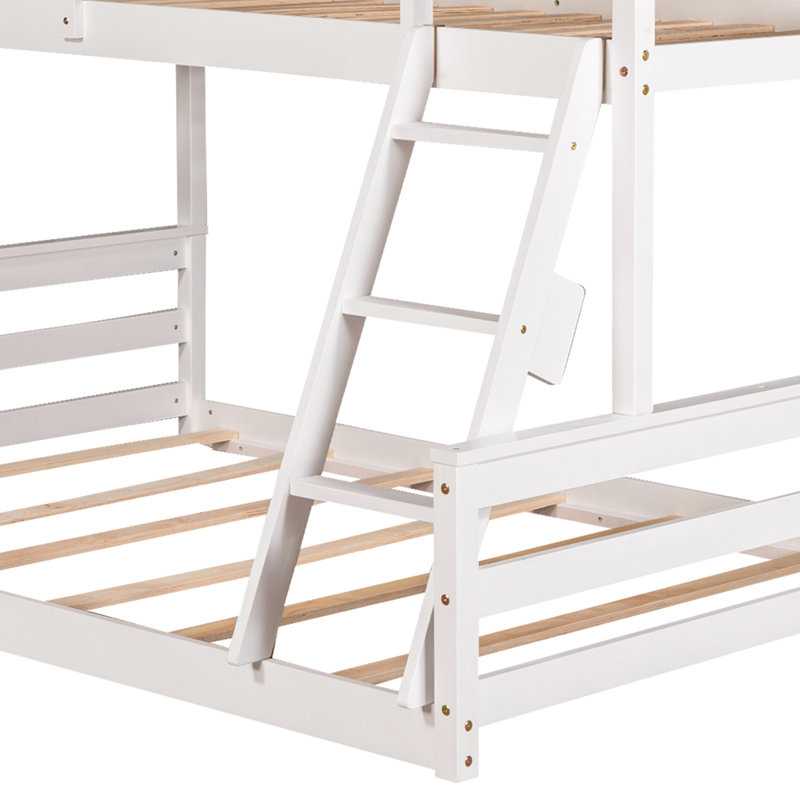 Lit superposé simple au dessus d'une maison double avec échelle intégrée, Blanc