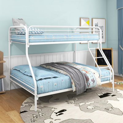 Twin-Over-Full Metal Bunk Bed, Heavy Duty Bunk Bed,Easy Assembly With Enhanced Upper-Level Guardrail, White
