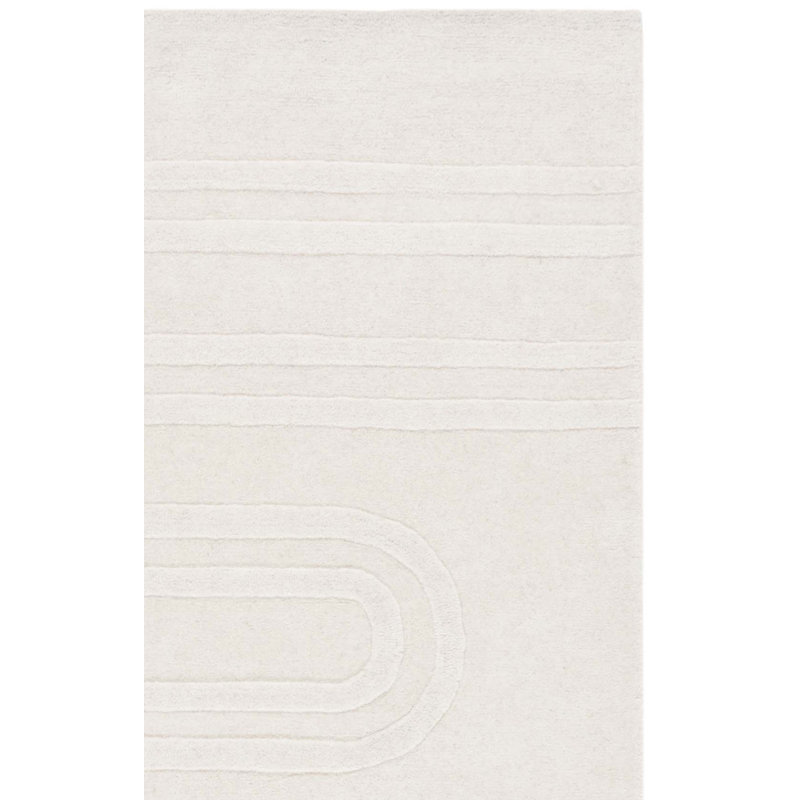 Mebsuta 501 Hand Tufted Wool/Cotton Geometric Shapes Indoor Use Only Rug in Ivory, Rectangle 5' x 8'