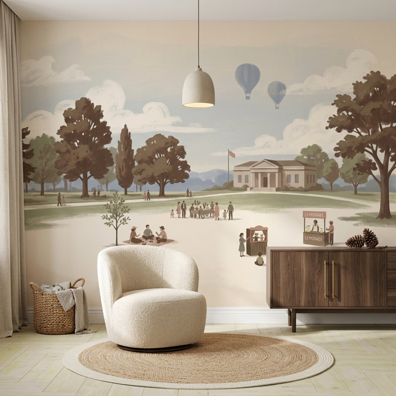 Illustration de papier peint Park, 120"x96", Peel and Stick