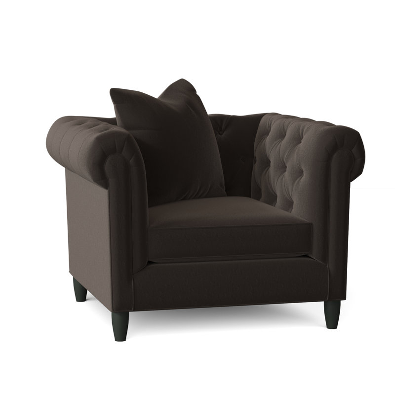 Fauteuil Chesterfield l 43 po Caspar, Velours performance Bella Vintage