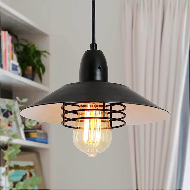 Luminaire suspendu en forme de dôme noir mat à 1 lumière Soledad