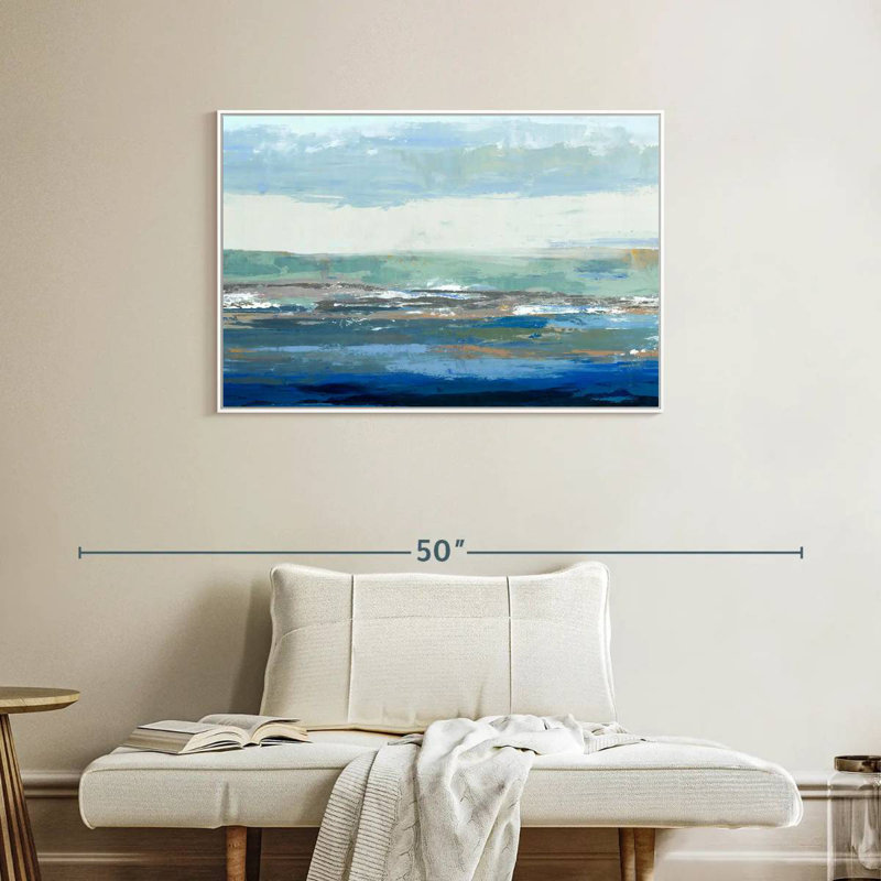 Une grande vague, Cadre flottant blanc, 37 po x 25 po