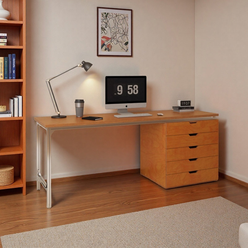 Artificial Board Five-drawer Storage Computer Desk, 29.52" H x 78.74" W x 23.62" D