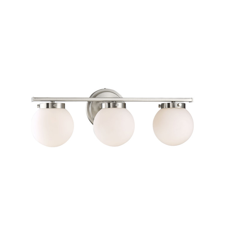 Éclairage pour salle de bain à 3 lumières à intensité variable Finian, Nickel brossé, Blanc