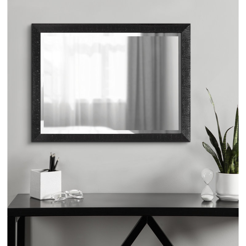 Farhi Rectangle Embossed Bathroom Wall Mirror, 18" x 24", Black