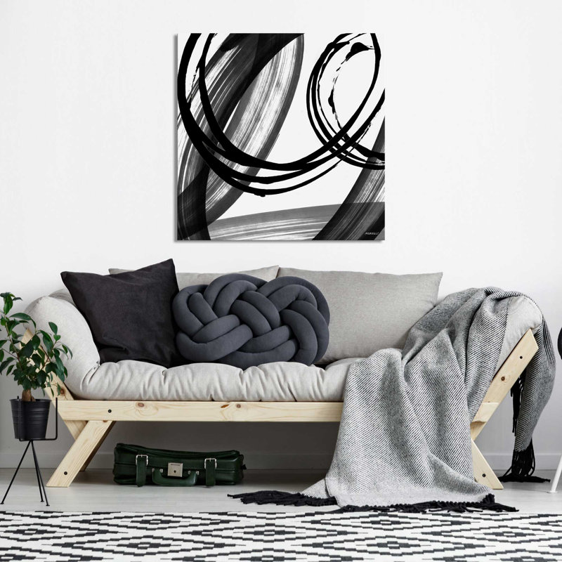 «Black and White Pop I», impression, H 28 po x l 28 po x P 1,5 po, Toile tendue