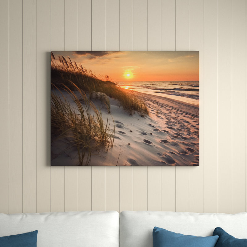 «Alabama Golden Hour At Gulf Shores III», art sur toile Alabama, H 30 po x l 40 po x P 1,5 po, Cadre flottant noir