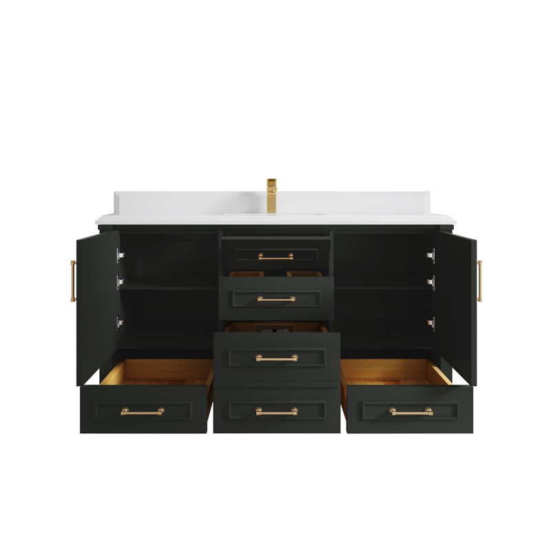 Aberdeen 60 " W 1 Single Vanity Bathroom Vanity With Quartz Top